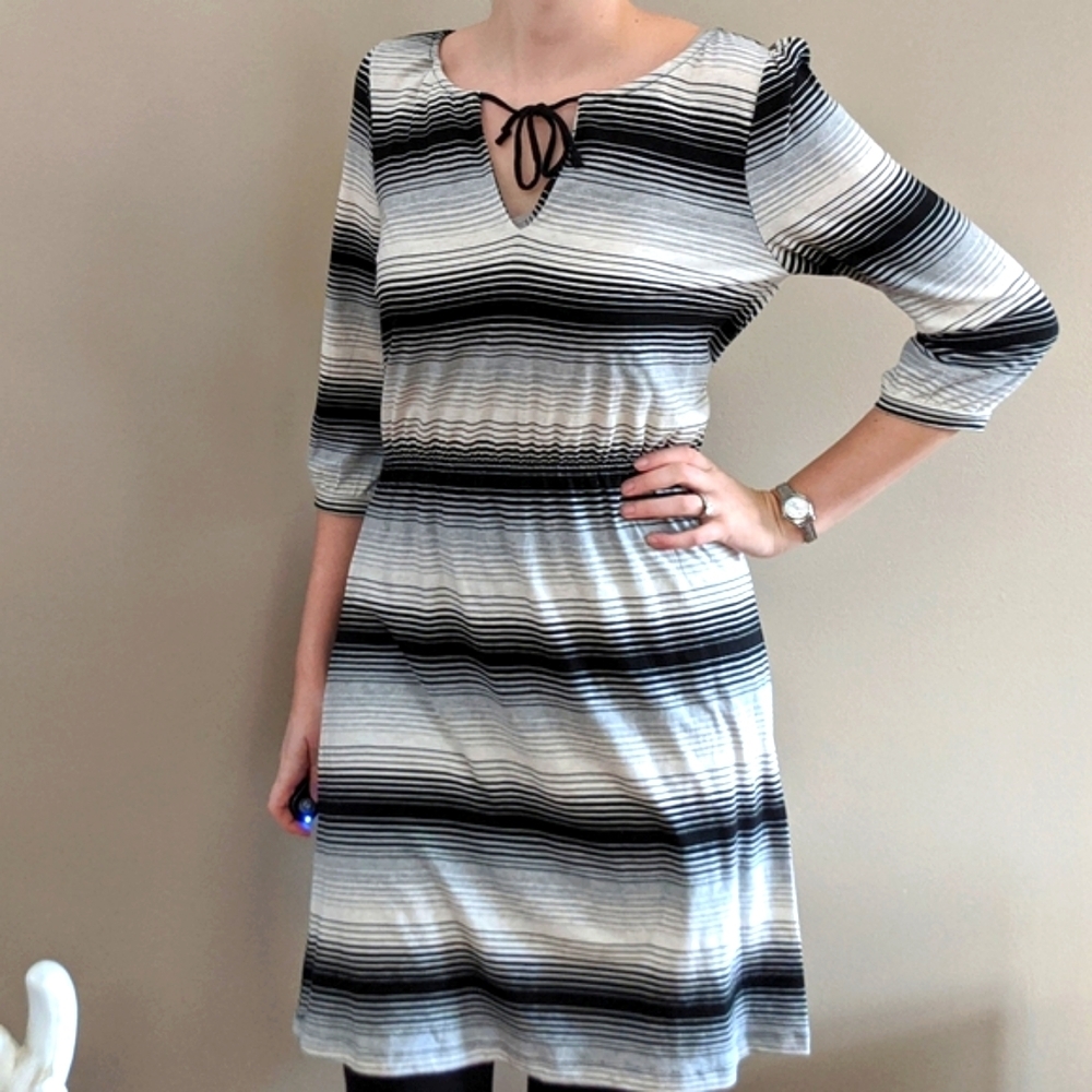 NWT Old Navy striped cotton comfy dress 3/4 sleeve